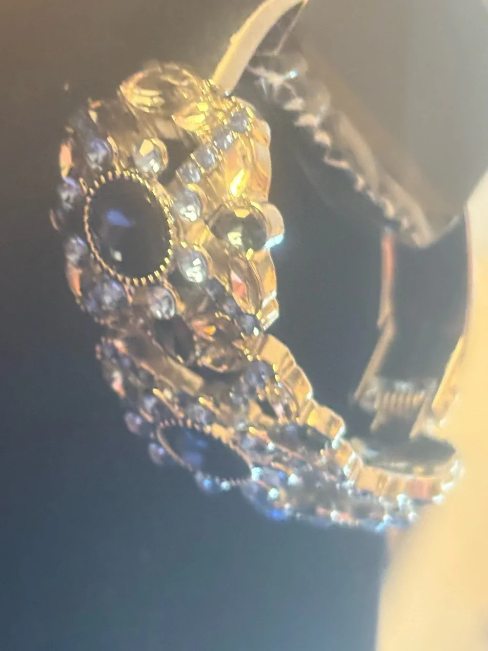 Crystal-Embellished Blue Gem Stretch Bracelet - Women Accessories